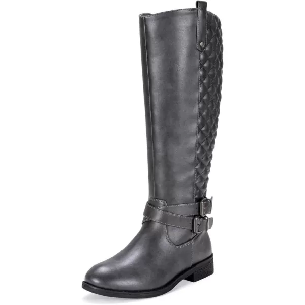 Vepose Womens 49 Knee High Tall Riding Boots with Low Heel  Wide CalfRiding Boots949grey