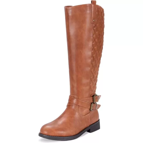 Vepose Womens 49 Knee High Tall Riding Boots with Low Heel  Wide CalfTall Boots949brown