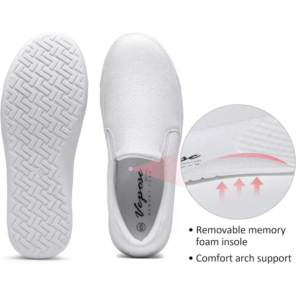 Vepose 8008 Slip on Sneakers Women Fashion Sneakers Comfortable Casual Loafers Shoes with Memory FoamSlip on Sneaker8008all White