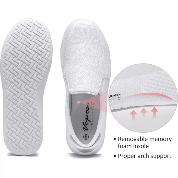 Vepose 8008 Slip on Sneakers Women Fashion Sneakers Comfortable Casual Loafers Shoes with Memory FoamSlip on Sneaker8008whiteSilver Embossed