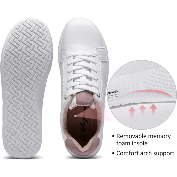 Vepose 8013 White Sneakers for Women Casual Fashion Flat Low Top Comfortable Classic ShoesCasual8013white Pink