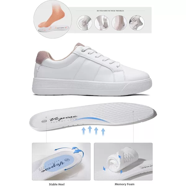 Vepose 8013 White Sneakers for Women Casual Fashion Flat Low Top Comfortable Classic ShoesCasual8013white Pink