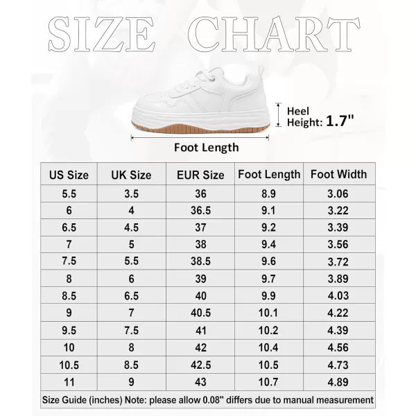 Vepose 8060 Womens Fashion Platform Sneakers Wide Toe Design Leather Casual Tennis Laceup ShoesWide Toe Platform8060white