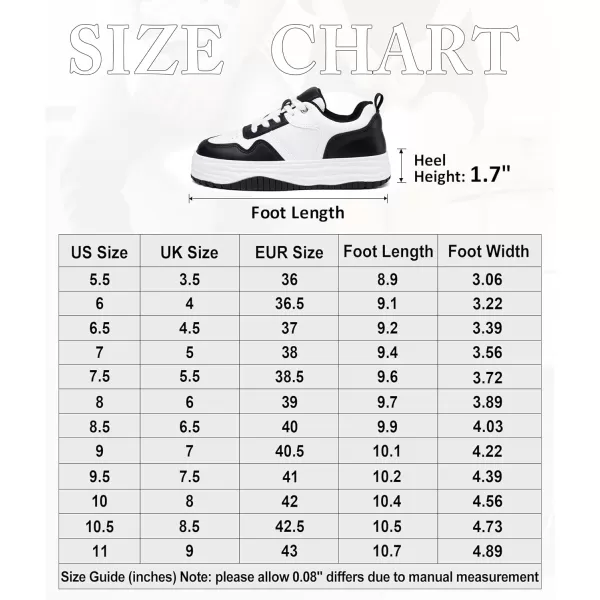 Vepose 8060 Womens Fashion Platform Sneakers Wide Toe Design Leather Casual Tennis Laceup ShoesWide Toe Platform8060white Black