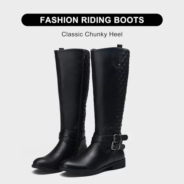 Vepose Womens 49 Riding Boots Knee High BootsBuckle Calf BootRiding Boots949black