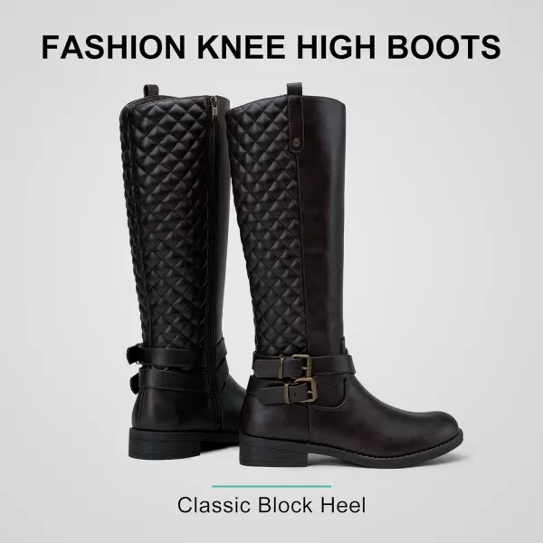 Vepose Womens 49 Riding Boots Knee High BootsBuckle Calf BootRiding Boots949brownDark Brown