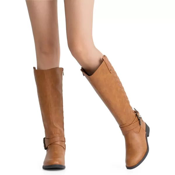 Vepose Womens 49 Riding Boots Knee High BootsBuckle Calf BootRiding Boots949camel