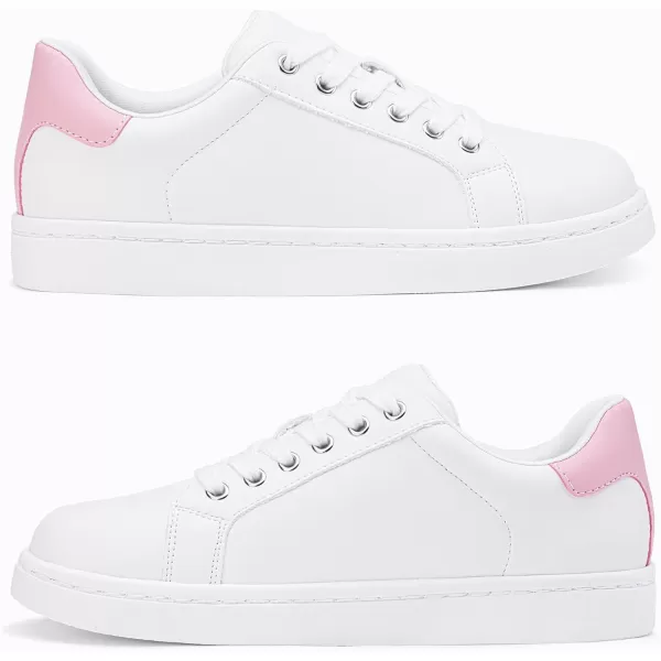 Vepose Womens 8003 Fashion Lace Up Comfortable Casual Tennis SneakersAwhite Pink8003