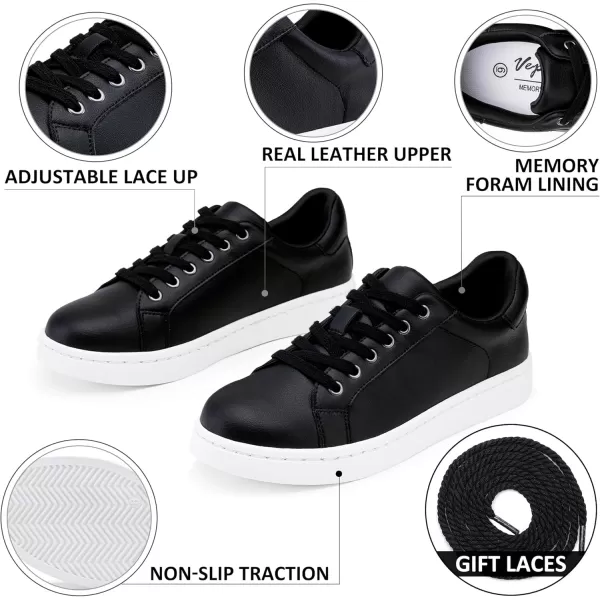 Vepose Womens 8003 Fashion Lace Up Comfortable Casual Tennis SneakersBblack8003 Leather