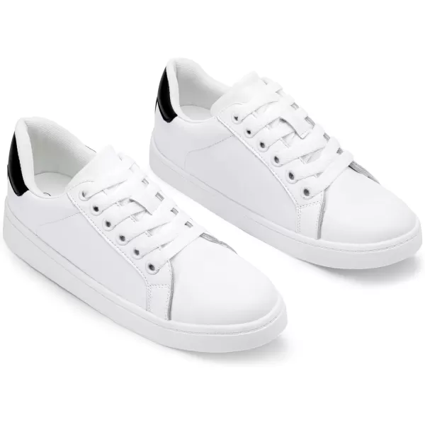 Vepose Womens 8003 Fashion Lace Up Comfortable Casual Tennis SneakersBwhite Black8003 Leather