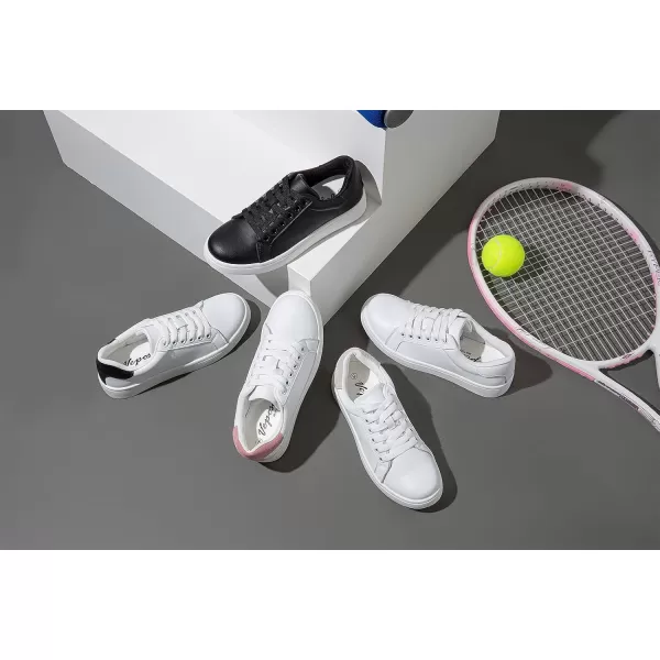 Vepose Womens 8003 Fashion Lace Up Comfortable Casual Tennis SneakersBwhite Grey8003 Leather