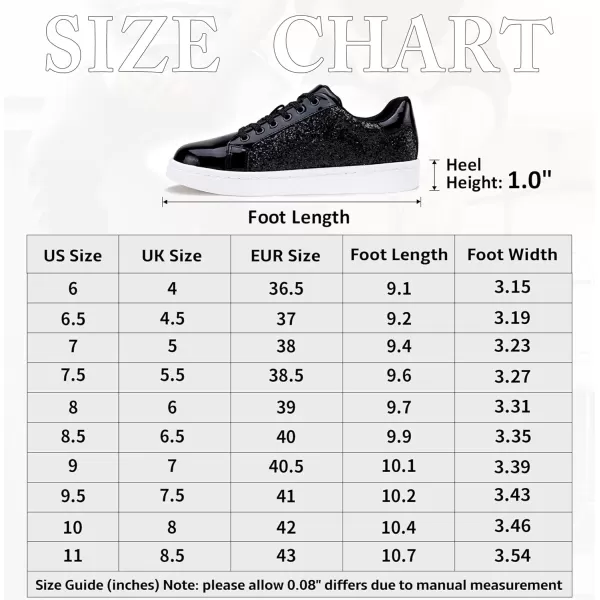 Vepose Womens 8003 Fashion Lace Up Comfortable Casual Tennis SneakersCblack8003 Glitter