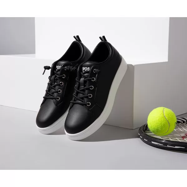 Vepose Womens 8003 Fashion Lace Up Comfortable Casual Tennis SneakersDblack8005