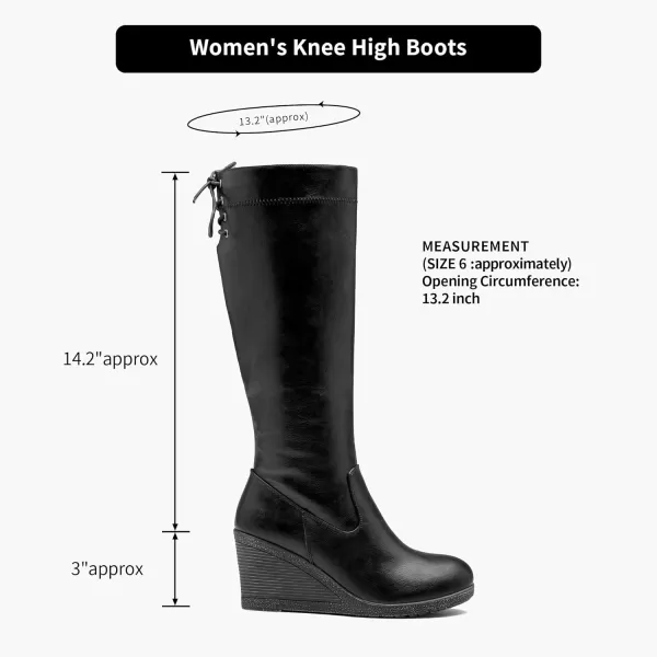 Vepose Womens 9651 Knee High Boots Fashion Wedge Heel 3 Inch Boot for WomenPlatform Boots9651black