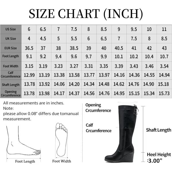 Vepose Womens 9651 Knee High Boots Fashion Wedge Heel 3 Inch Boot for WomenPlatform Boots9651black