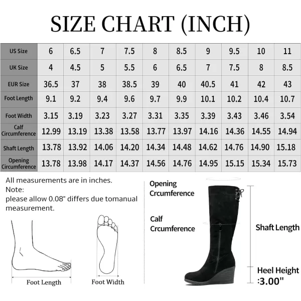 Vepose Womens 9651 Knee High Boots Fashion Wedge Heel 3 Inch Boot for WomenPlatform Boots9651blacksuede