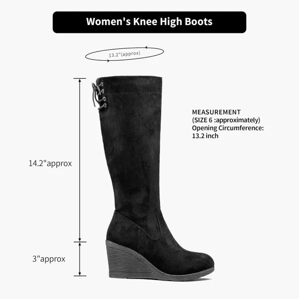 Vepose Womens 9651 Knee High Boots Fashion Wedge Heel 3 Inch Boot for WomenPlatform Boots9651blacksuede