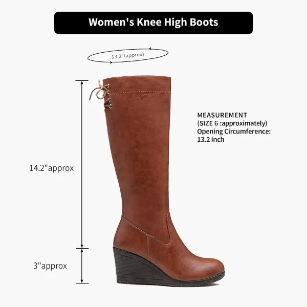 Vepose Womens 9651 Knee High Boots Fashion Wedge Heel 3 Inch Boot for WomenPlatform Boots9651brown