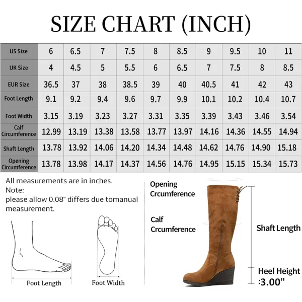 Vepose Womens 9651 Knee High Boots Fashion Wedge Heel 3 Inch Boot for WomenPlatform Boots9651camelsuede