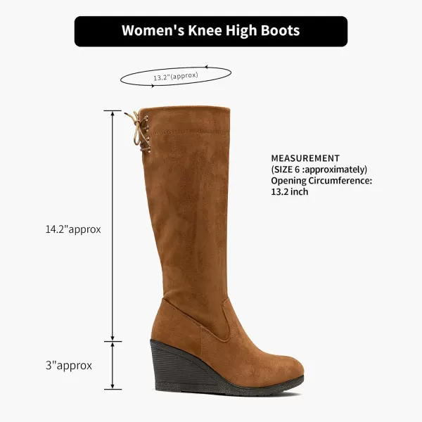 Vepose Womens 9651 Knee High Boots Fashion Wedge Heel 3 Inch Boot for WomenPlatform Boots9651camelsuede