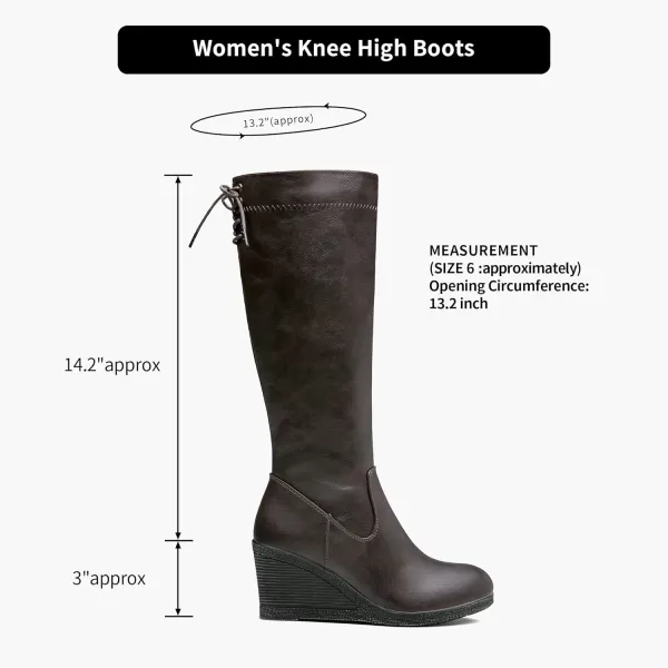 Vepose Womens 9651 Knee High Boots Fashion Wedge Heel 3 Inch Boot for WomenPlatform Boots9651coffee