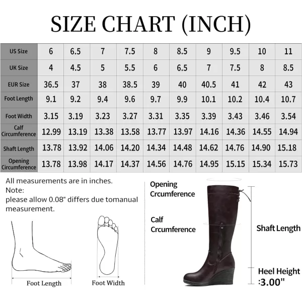 Vepose Womens 9651 Knee High Boots Fashion Wedge Heel 3 Inch Boot for WomenPlatform Boots9651coffee