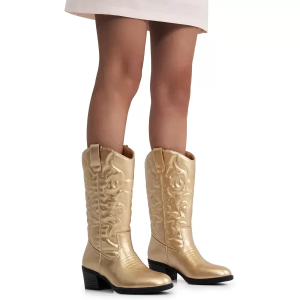 Vepose Womens 9801 Cowboy Knee High Cowgirl Boots for WomenVintage Cowboy9801gold