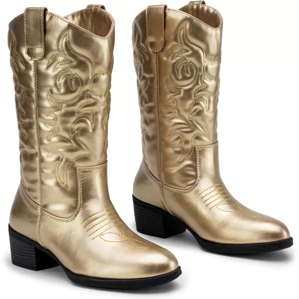 Vepose Womens 9801 Cowboy Knee High Cowgirl Boots for WomenVintage Cowboy9801gold