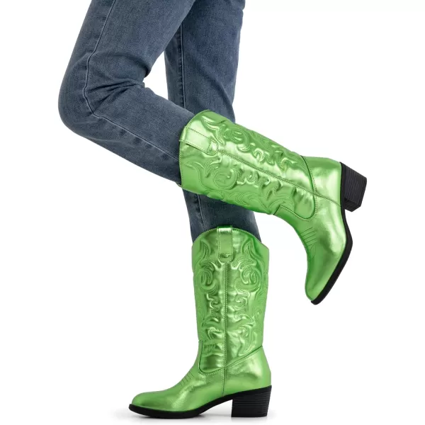 Vepose Womens 9801 Cowboy Knee High Cowgirl Boots for WomenVintage Cowboy9801green