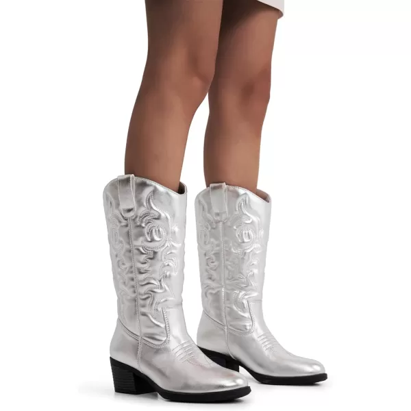 Vepose Womens 9801 Cowboy Knee High Cowgirl Boots for WomenVintage Cowboy9801silver