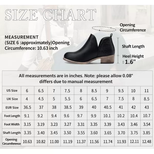 Vepose Womens Ankle Boots Low Heels Chunky Cutout BootiesPerforated Western ShoesAclassic Perf912black Pu