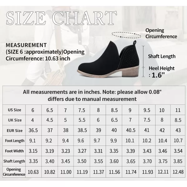 Vepose Womens Ankle Boots Low Heels Chunky Cutout BootiesPerforated Western ShoesClassic Perf912black Nubuck