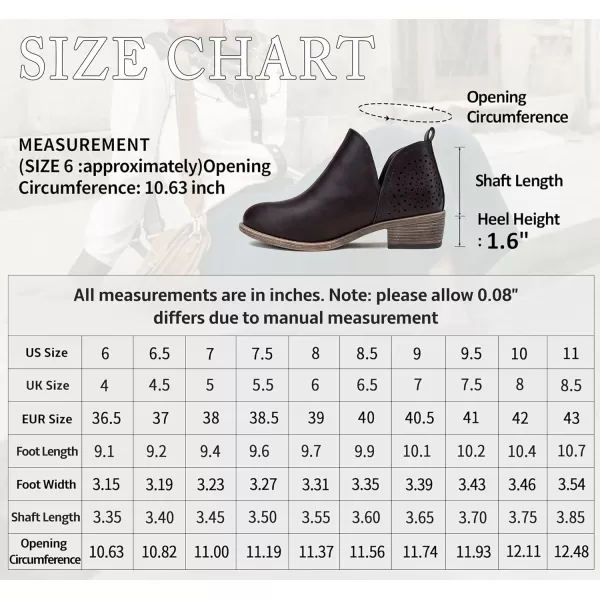 Vepose Womens Ankle Boots Low Heels Chunky Cutout BootiesPerforated Western ShoesClassic Perf912dark Tan