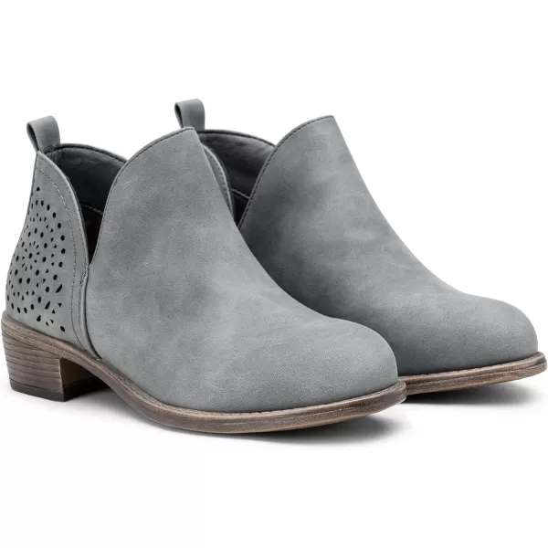 Vepose Womens Ankle Boots Low Heels Chunky Cutout BootiesPerforated Western ShoesClassic Perf912grey