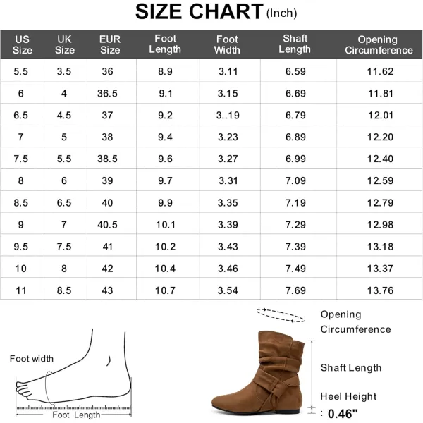 Vepose Womens Mid Calf Boots Fashion Slouch Flat Ankle Booties with ComfortBrownzipper 939a