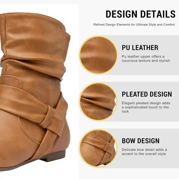 Vepose Womens Mid Calf Boots Fashion Slouch Flat Ankle Booties with ComfortCamel Puzipper 939a