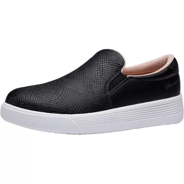 Vepose 8008 Slip on Sneakers Women Fashion Sneakers Comfortable Casual Loafers Shoes with Memory FoamSlip on Sneaker8008black Embossed