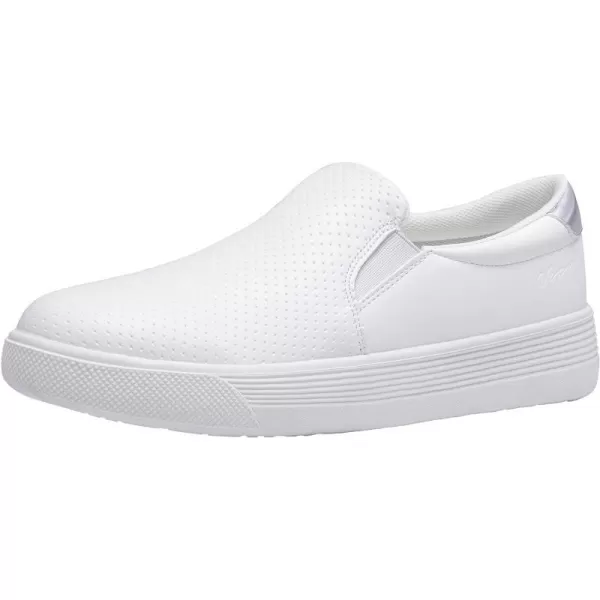 Vepose 8008 Slip on Sneakers Women Fashion Sneakers Comfortable Casual Loafers Shoes with Memory FoamSlip on Sneaker8008whiteSilver Perforated