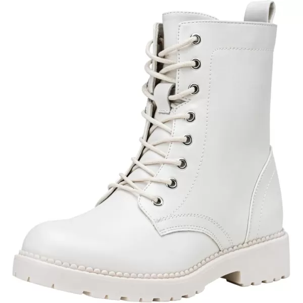 Vepose Womens 25 Combat Ankle Boots Fashion Lace up Inner Zipper BootiesZipper Combat925beige