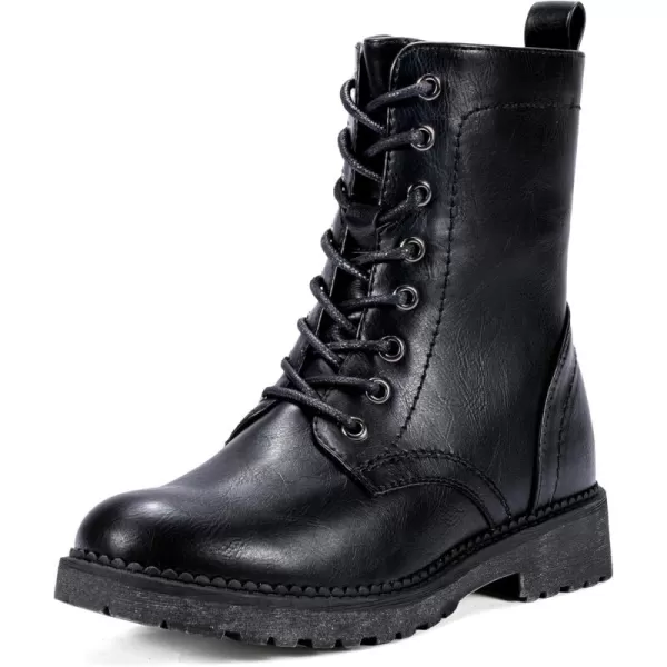 Vepose Womens 25 Combat Ankle Boots Fashion Lace up Inner Zipper BootiesZipper Combat925black