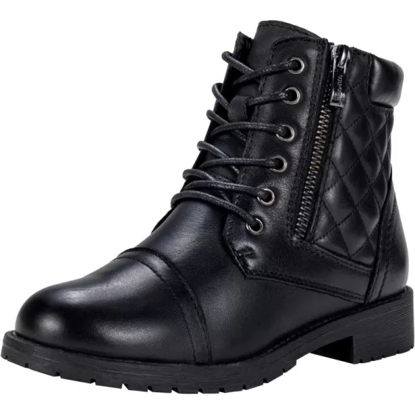 Vepose Womens Fashion Ankle Booties Combat Ankle BootsLeather903lblack