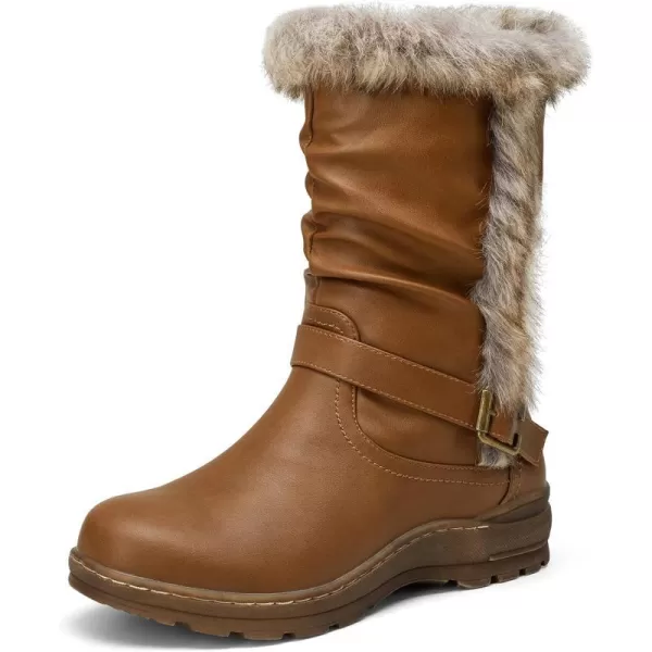 Vepose Womens Mid Calf Boots Suede Slouch Snow Booties Shoes OutdoorMid Calf960brown Pu