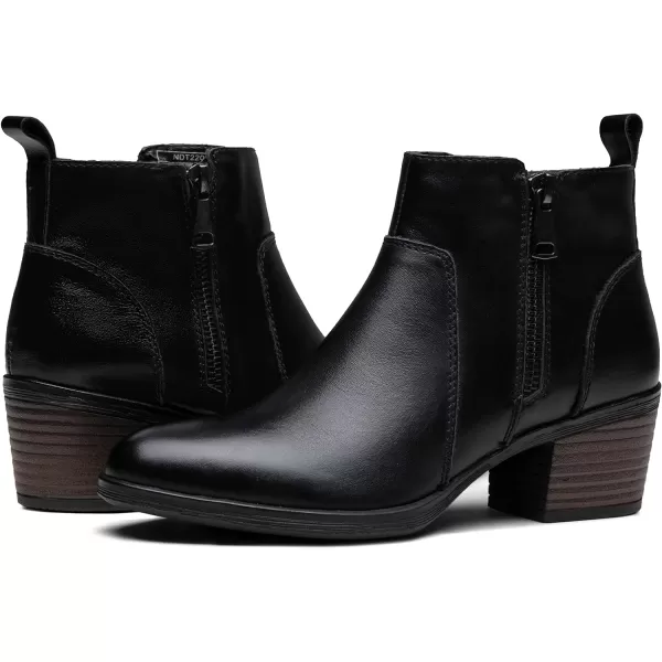 Vepose Womens 100 Leather Ankle Boots amp Booties with Inner Side Zip LadyBlock Heel9003lblack