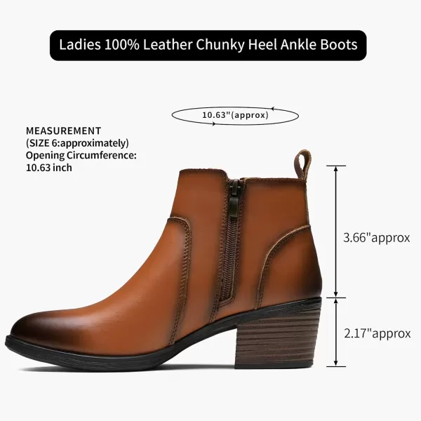 Vepose Womens 100 Leather Ankle Boots amp Booties with Inner Side Zip LadyBlock Heel9003lyellow Brown