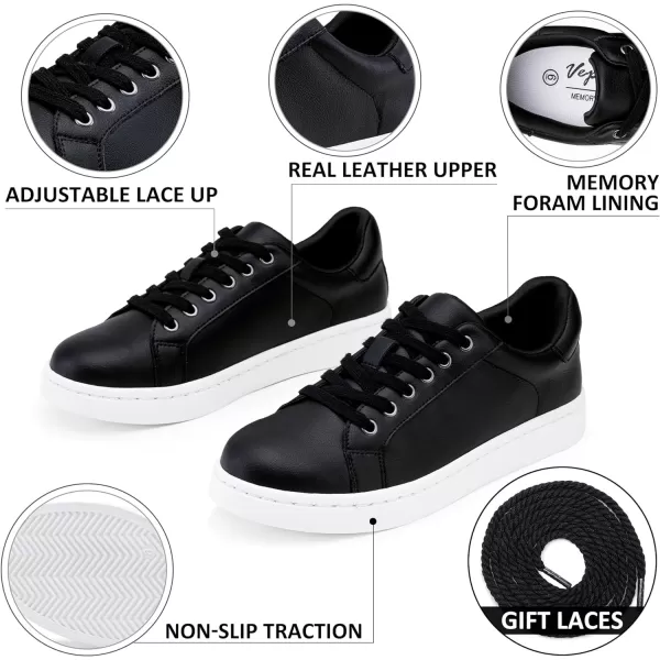 Vepose Womens 8003 Fashion Lace Up Comfortable Casual Tennis SneakersBleather Sneakersblack