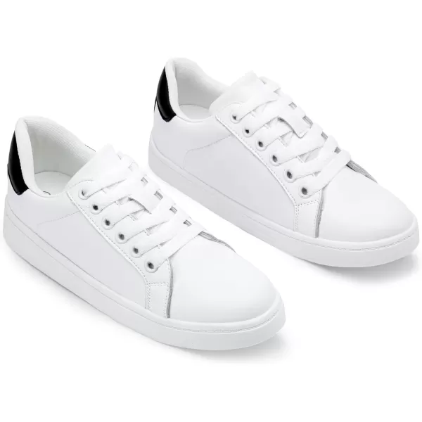 Vepose Womens 8003 Fashion Lace Up Comfortable Casual Tennis SneakersBleather Sneakerswhite Black