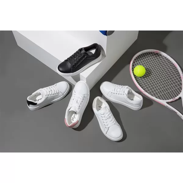 Vepose Womens 8003 Fashion Lace Up Comfortable Casual Tennis SneakersBleather Sneakerswhite Black