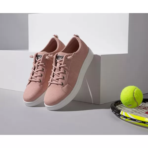 Vepose Womens 8003 Fashion Lace Up Comfortable Casual Tennis SneakersDfashion 8005blushPink Embossed