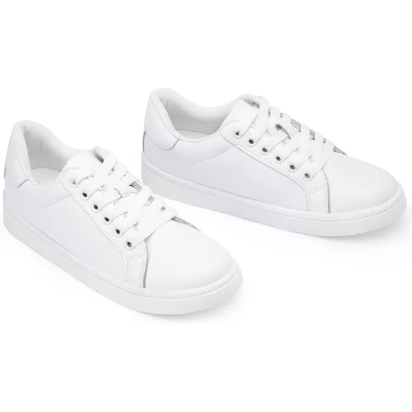 Vepose Womens 8003 Fashion Lace Up Comfortable Casual Tennis SneakersLeather Sneakerswhite