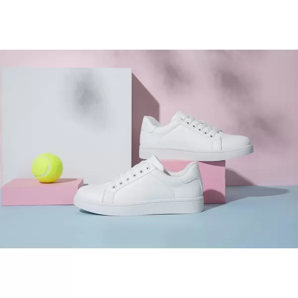 Vepose Womens 8003 Fashion Lace Up Comfortable Casual Tennis SneakersSneakers8003white